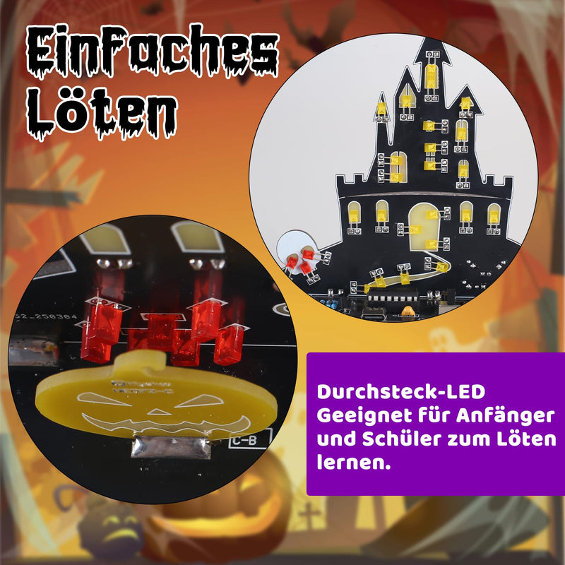 PEMENOL Halloween Castle Soldering Kit Music Pumpkin Skeleton Light Electronics Kit with Breathing LED Light Effects & Sound Soldering Learning Set Adult Decoration