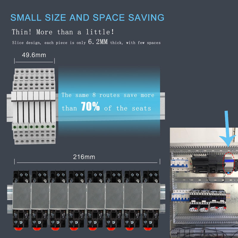 [Australia - AusPower] - 3 Pcs Miniature 5 Volt DC Relay HF41F/5-ZS 5 Pin 1NO 1NC 6A SPDT with LED Indicator, Socket Base and DIN Rail Module 5V DC 3 
