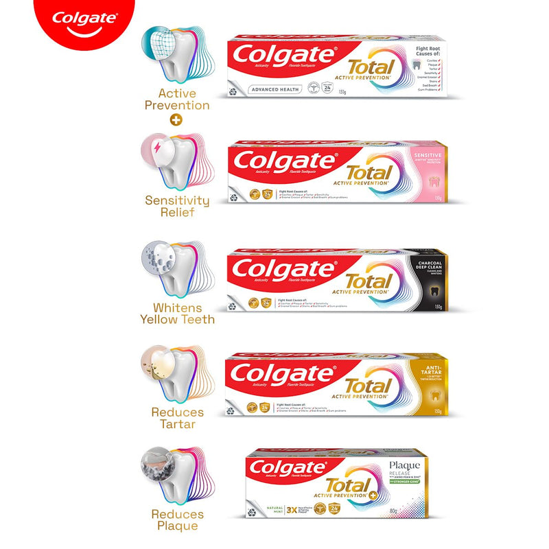 Colgate Total Advanced Health Toothpaste, Toothpaste with 12-Hour Protection, Whole Mouth Health Pack of 4 (120g/4.2oz x 4 = 480g/17oz)