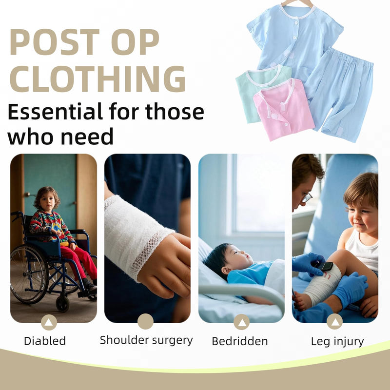 [Australia - AusPower] - WEEOATAR Hospital Gown Disability Aids for Kid Post Surgery Clothing, Full Open, Easy to Wear with Magic Stickers, Incontinence Clothing for Boys and Girls (Green, 150cm/59.0in) Green 