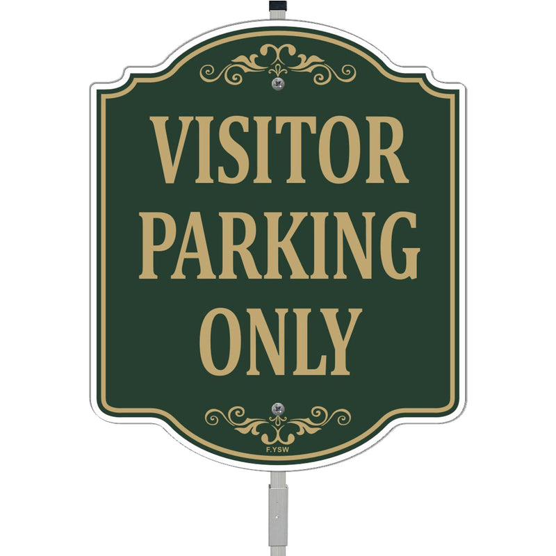 Visitor Parking Only Sign Customer Parking Sign 12" x 10" With 35" Long Metal Stakes Guest Parking Only Sign With Stand Welcome Sign Aluminum Outdoor Use Yard Business Sign
