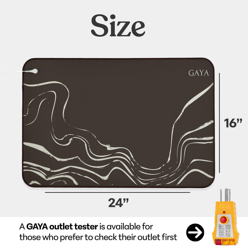 [Australia - AusPower] - GAYA Grounding Mat (24”x16”) with Conductivity Tester – Sleep Aid, Stress Relief & Muscle Relaxation Earthing Mat + Easy-to-Use Tester Pen with Battery – Natural Wellness Bundle 