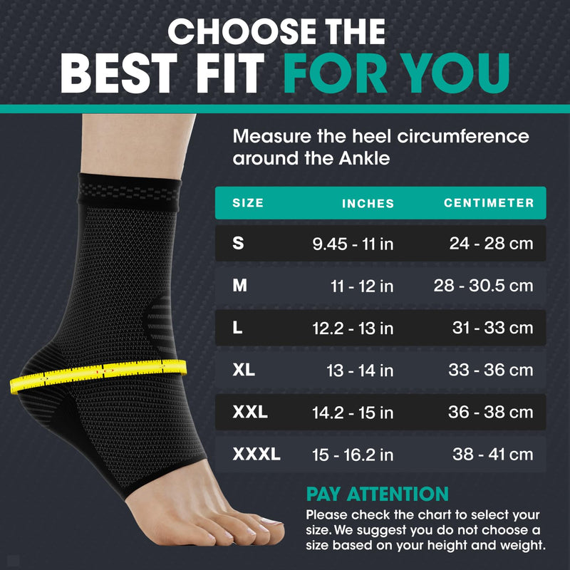[Australia - AusPower] - Modvel Foot & Ankle Brace Socks for Sprained Ankle Compression Sleeve - Plantar Fasciitis Relief Brace, Foot Support for Women & Men - Tendonitis & Arthritis Foot Sleeve, Stabilizing Ankle Wrap Large A Black 2 