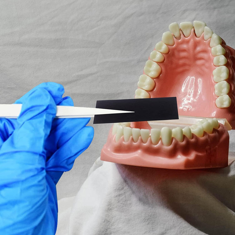 [Australia - AusPower] - 300 Sheets Dental Articulating Paper, Plastic Dispenser Red and Blue 100 Micron Bite Articulating Paper & Film Doubled Side 