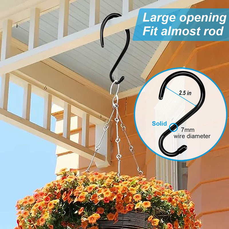 [Australia - AusPower] - Large Heavy Duty S Hooks 6 inch 7 MM Thick Vinyl Coated S Hook for Hanging Plants Outdoor, Metal Black Rubber Coated S Hooks for Closet Jeans Bags Pot Cups Jewelry Garden Tools. 4 Pack 4 Pack Black 