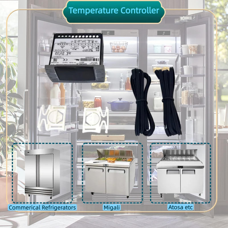 [Australia - AusPower] - for Dixell XR06CX-4N1F1 Temperature Controller Fit for 120V 50-60hz Commercial Refrigerators/Freezer, with Temperature Sensor Probes & Clasp 