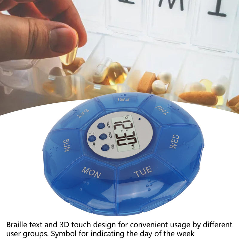 [Australia - AusPower] - Case with Alarm, Weekly Medicines Setting Up Voice Reminders with Recording Playback Function 7 Day Medication Times Dispenser The Elderly Blind Person 