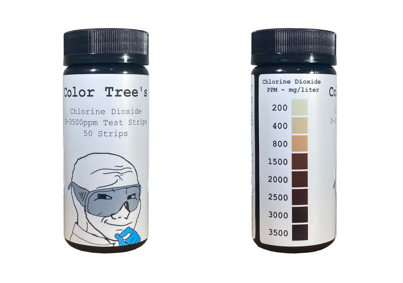 Color Tree's CDS 0-3500ppm Chlorine Dioxide (ClO2) Test Strips - 50 Strips - Maximum Testing Range DIY CDS
