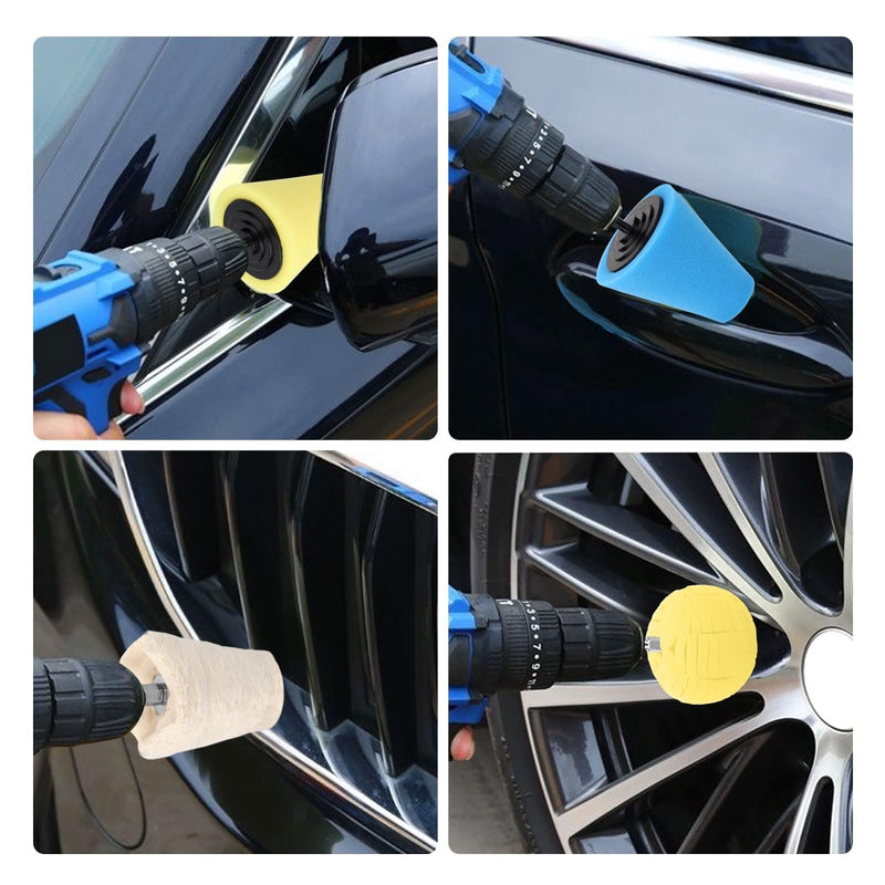[Australia - AusPower] - Linkstyle 7PCS Car Wheel Hub Drill Buffing Sponge Pads Kit, 1/4" Cone Metal Buffer Pads Polishing Kit Foam Polishing Balls Wheel Polishing Kit for Drills 