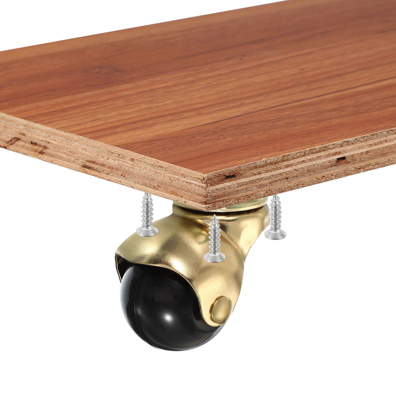 [Australia - AusPower] - PATIKIL 1.5 Inch Ball Caster Wheels Set of 4, 360° Rotating Swivel Top Plate Wheels 298 lbs Total Capacity Caster with M4 Screws for Furniture Table Cabinet Gold 