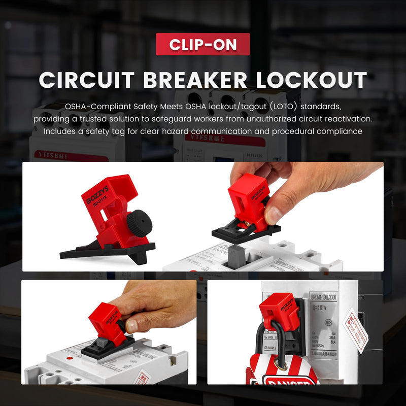 [Australia - AusPower] - Electrical Circuit Breaker Lockout Device with Insulated Loto pad Locks(Nylon Shackle) for 120/277 Volt Single Pole Clamp-on Breaker Lock Out Tag Out,OSHA Compliant BD-D11X-KIT with locks 