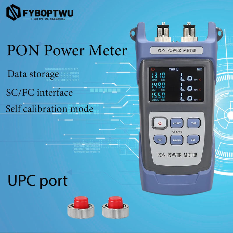 [Australia - AusPower] - Optical Fiber Cable UPC PON Power Meter Tester Tool ONT OLT Handheld PON Network Detection Online Fiber Tester with FC SC UPC Adapter SC-UPC 