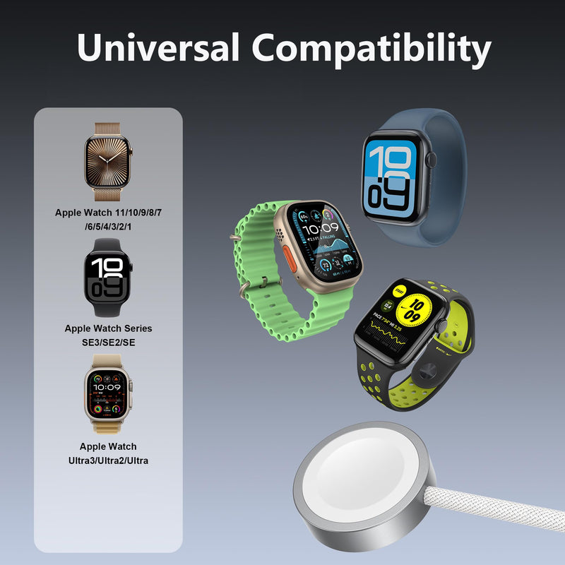 Charging Cable for Apple Watch USB C 1M, Magnetic Fast Charger Portable | Fast nylon charging cable charger for Apple Watch Series 10/9/8/7/6/SE/5/4/3 1 m
