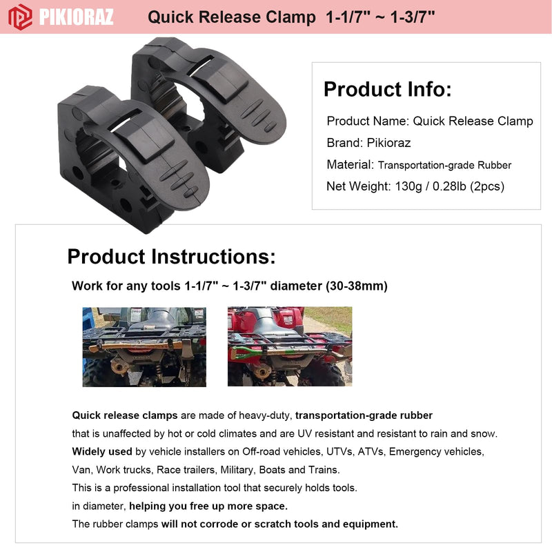 [Australia - AusPower] - Pikioraz 2 x rubber clamp, clamp handle for 3 cm - 3.8 cm mounting tools, diameter tools and equipment for off-road vehicles, off-road SUVs, trucks, UTV, ATV, van, truck, boat, train 