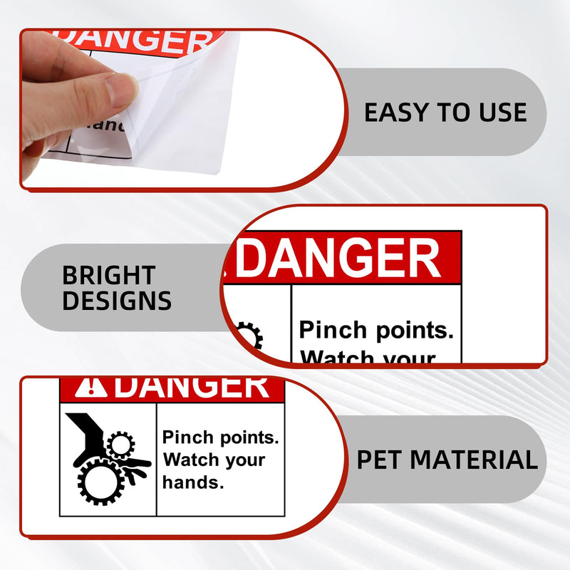 [Australia - AusPower] - 50 Pcs Pinch Points Danger Labels - 5 x 3.5 Inch OSHA Safety Watch Your Hands Vinyl Warning Stickers for Workplace Warehouse, Machine and Equipment 