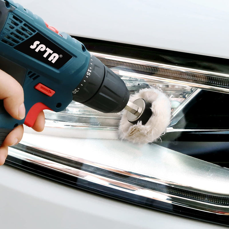 [Australia - AusPower] - Polishing Disc for Drill, SPTA Polishing Attachment Cordless Screwdriver – Includes High-Quality Hex Shank – Gentle Polishing Wheels for Drill – 8-Piece Polishing Attachment -PMMIX001 