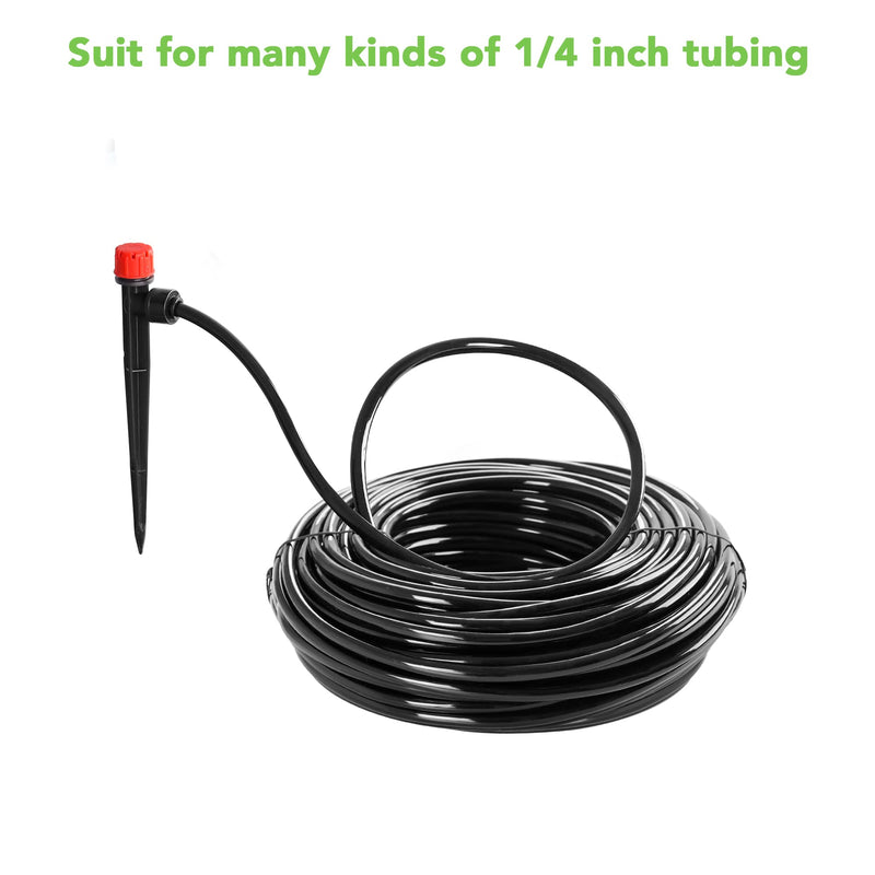 [Australia - AusPower] - 30PCS Easy-Connect Drip Irrigation Emitters for 1/4 inch Irrigation Tubing, Adjustable Water Flow Drip Emitters with Stake Pack of 30 Red 