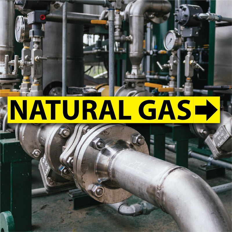 [Australia - AusPower] - (25 Pack) Natural Gas Pipe Labels Stickers with Arrows, Self Sticking 6mil PVC Natural Gas Pipe Markers for Pipes, Inspections, Detector, Regulator and Heaters (1" x 8") 1" x 8" 