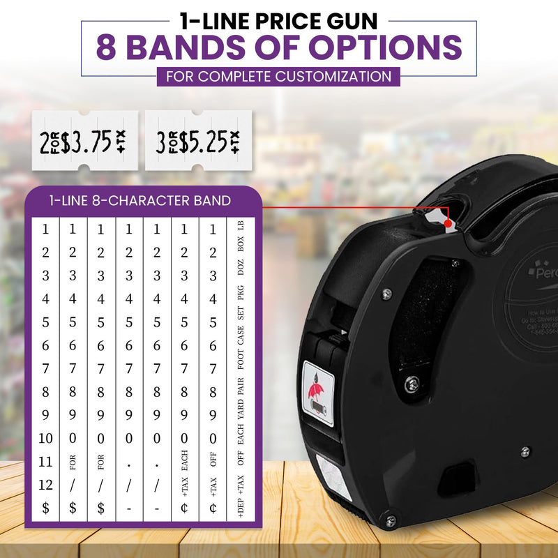 Perco X 1 Line Price Gun Kit - 1 Line Label Gun with 9000 White Blank Labels, and an Extra Inker