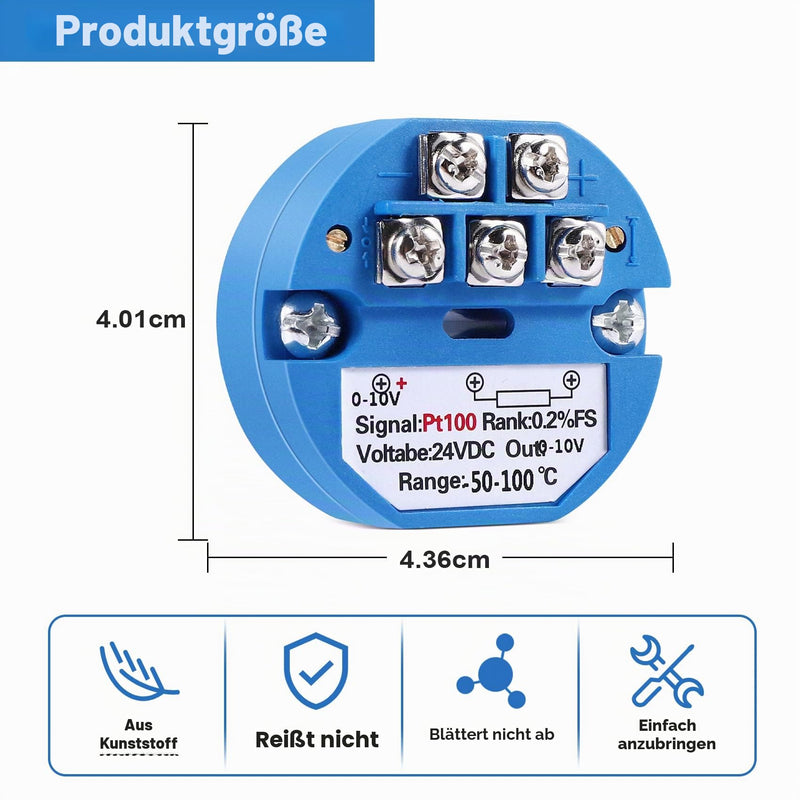 RTD PT100 Temperature Transmitter DC24V Minus 50~100 Degrees Output 0-10V