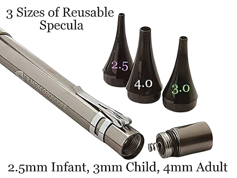 [Australia - AusPower] - Third Generation Dr Mom Slimline Stainless LED Pocket Otoscope with Soft White Natural Hue Light Spectrum in Clamshell Packaging 
