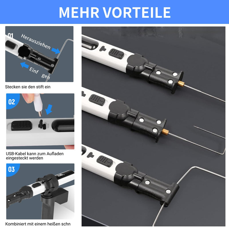 Styrofoam Cutter Hot Wire Cutter Battery, Electric Styrofoam Cutter with LED Temlight, Plastic Box, Hot Styrofoam Cutter for Cutting Edges Plastics and Styrofoam (White Style)