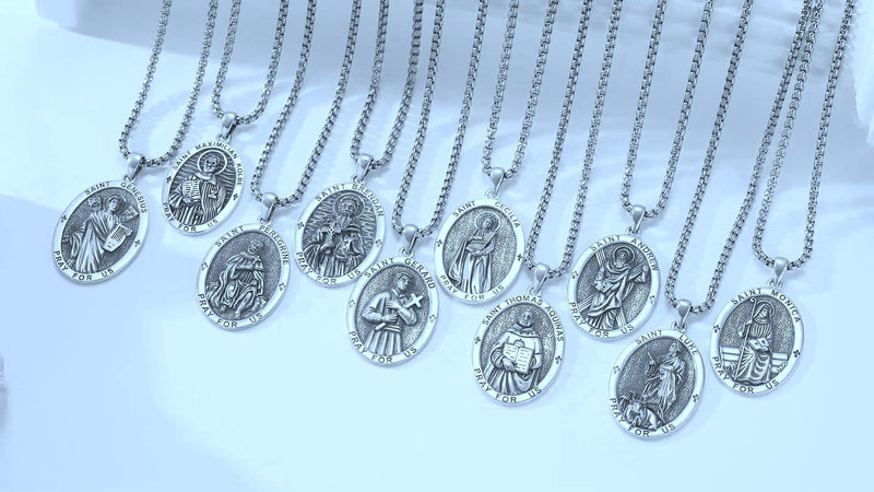Saint Thomas Aquinas Medal Pendant Amulet Necklace for Men Students