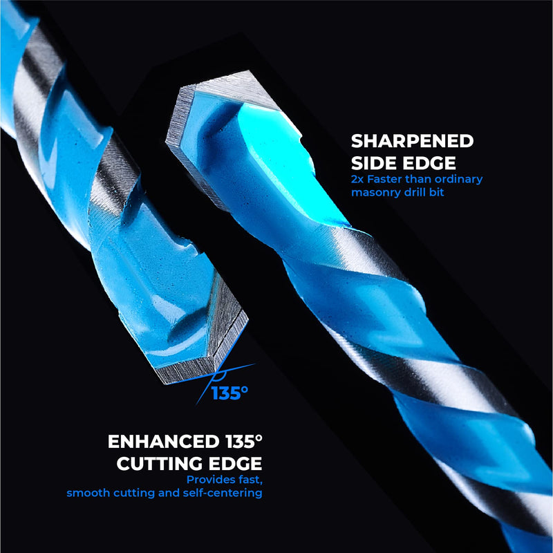 [Australia - AusPower] - toolant Concrete Drill Bit Set & Masonry Drill Bit Set, Shockproof Hex Shank Drill Bit Set (7pcs) for Glass/Brick/Plastic/Cement/Tile, Industrial Strength Carbide Drill Bit Tip, 5/32"-3/8" Box of 7 5/32"-3/8" 7pcs Set 