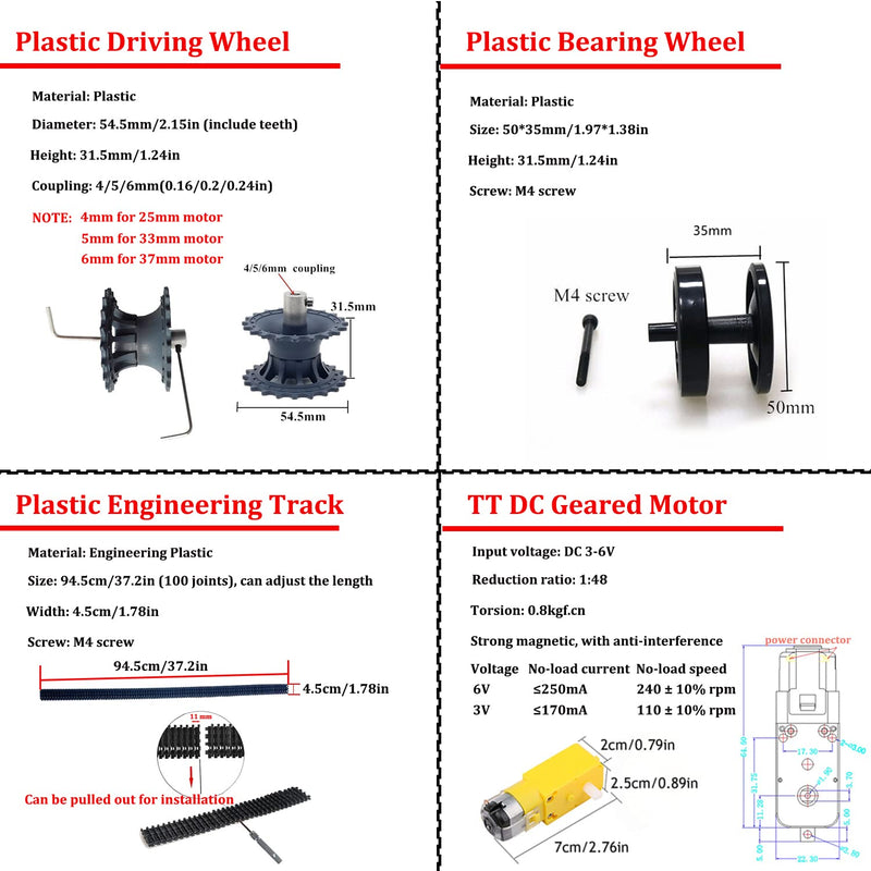 [Australia - AusPower] - Professional Tank Chassis Kit, TT02 Metal Frame Crawler Robotic Tank Chassis Platform for Arduino (Blue) Blue 