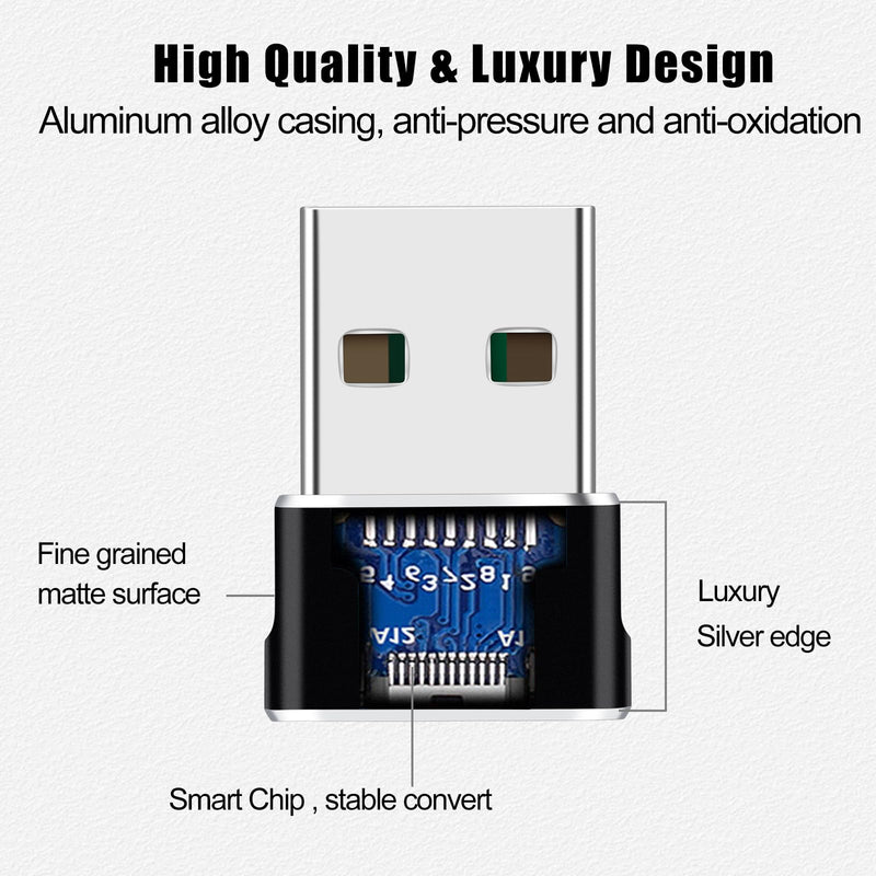 [Australia - AusPower] - USB Male to USB C Adapter 4 Packs,USB to Type C Super Fast Charging/Transfer and OTG Function. Compatible with iPhone15 14 13 Plus Pro Max,iPad Pro Air 4 Mini 6 Almost USB Devices 4 pack black 