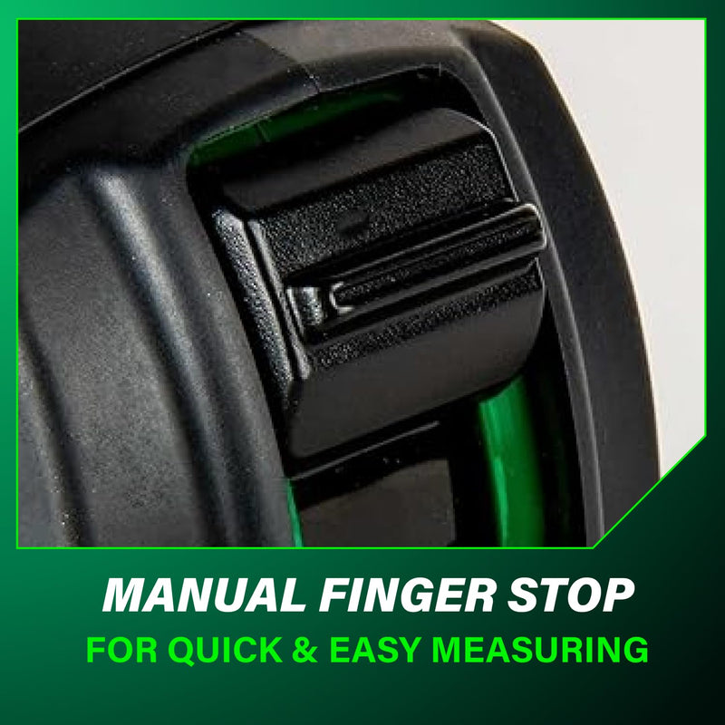 Metabo HPT 25 TruRange Measuring Tape, Green Blade, 115925M | Nylon Coated Steel, Lightweight Design, High Visibility, 17-ft Long Reach, 1/8-in Incremental Fractions 7.6 m
