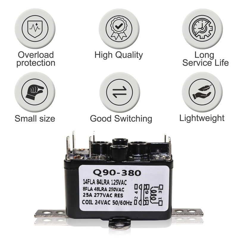 [Australia - AusPower] - HQRP Enclosed General Purpose Fan Relay Replacement compatible with Emerson 90-380 24V Coil Normally Opened/Closed type 184 