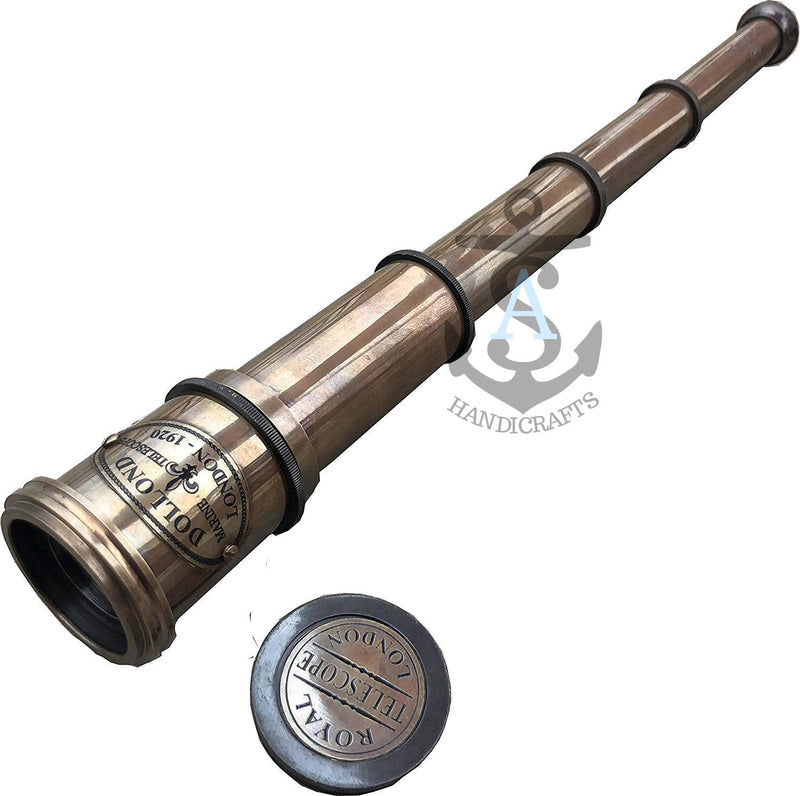 S Handicrafts Brass Antique Nautical Spyglass Pirate Vintage Maritime Handheld 16' Royal Navy Telescope Replica, Antique Gift Ideas