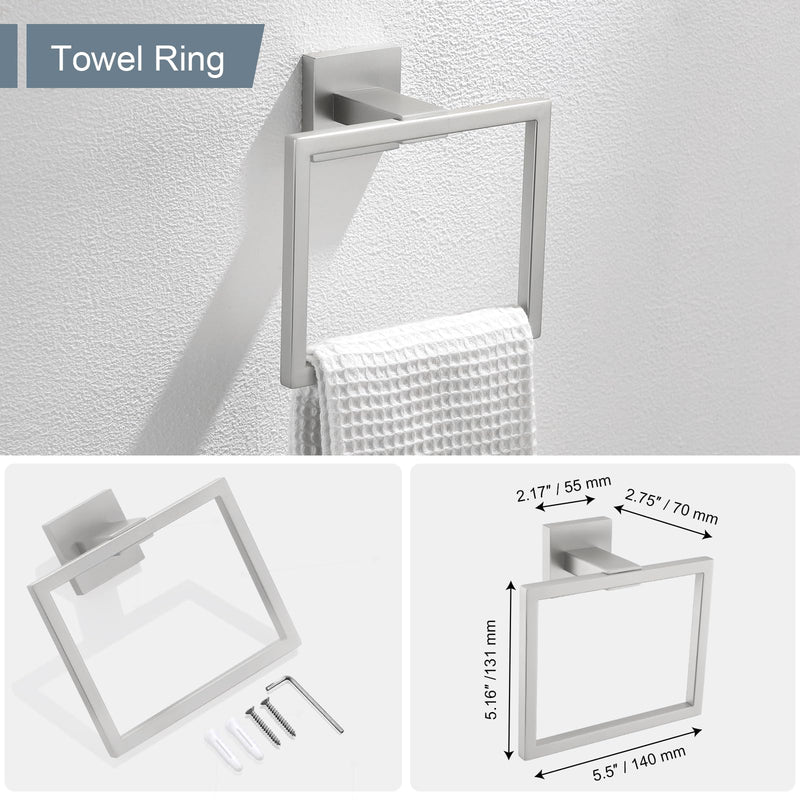 YACVCL Towel Holder & Toilet Paper Holder Brushed, Bathroom Hardware Set, Stainless Steel Hand Towel Ring Bar, Wall Mounted Towel Hanger Tissue Roll Holder for Kitchen Lavatory 2 Pcs