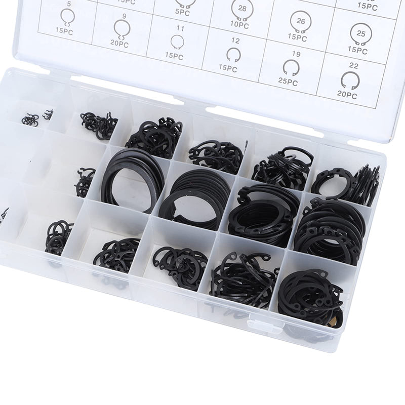 [Australia - AusPower] - CHICIRIS 300Pcs 2-32mm E Clip Snap Circlip Set, Metal Retaining Rings Kit with Case, Suitable for Bearing Retention, Gears, Pulleys 
