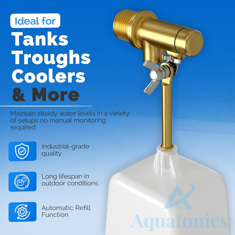 [Australia - AusPower] - 3/8" Water Float Valve – Heavy-Duty 125 PSI Water Level Controller - Easy Wingnut Adjustment Float Valve – Adjustable Flow (2.25 GPM) for In-Ground Pools & Auto-Fill Systems 
