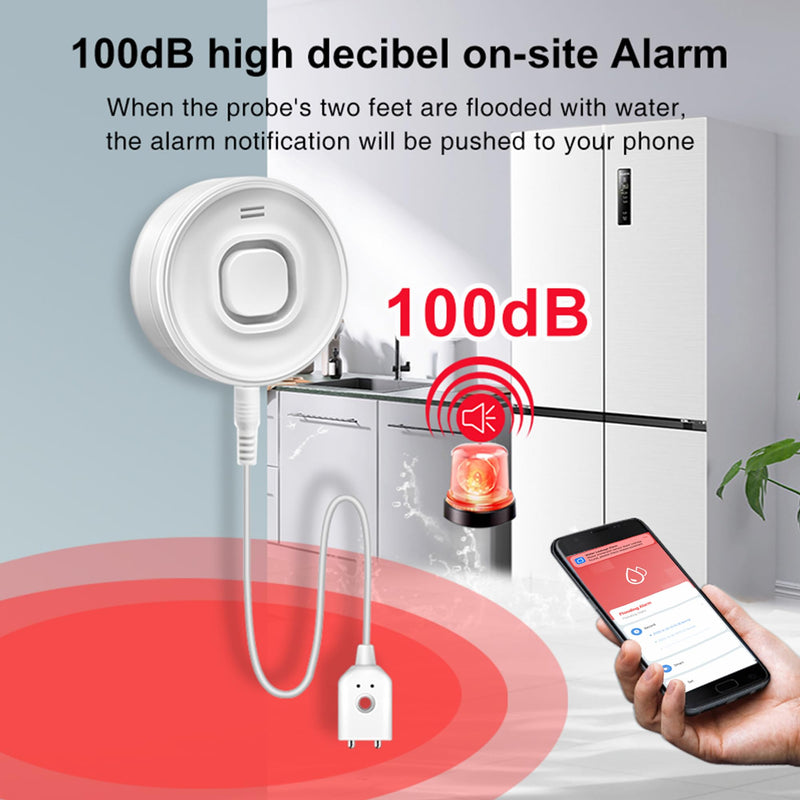 [Australia - AusPower] - WiFi Water Leak Detector for Home & Basement – 100dB Alarm, Tuya APP Alerts, Compatible with Alexa, 2.4G WiFi (No Hub Required) 