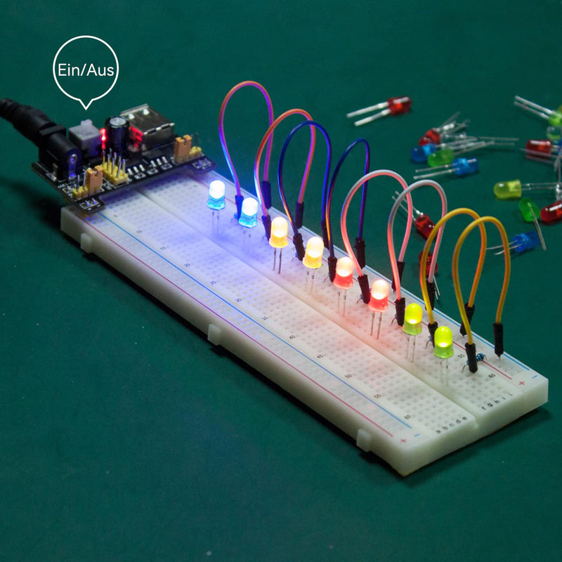 [Australia - AusPower] - Miuzei Starter Kit Breadboard Set Compatible with Arduino Including Power Supply Module Jumper Cable Resistance Assortment Breadboard LED Diodes Set for Beginners Electronics Building a MA51 