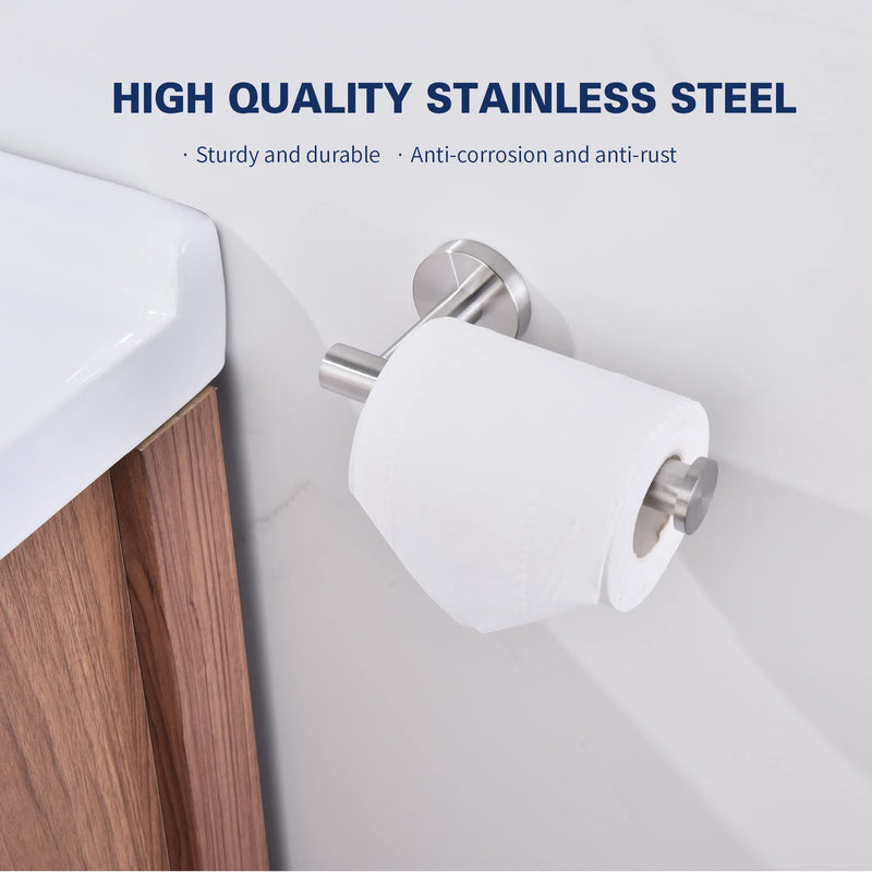 Bathroom Hardware Set, Premium Stainless Steel 3-Piece Include 5 Inch Toilet Paper Holders and 2 Towel Robe Holder Hook for Bathroom, Kitchen, Washroom Wall Mount Brushed Nickel