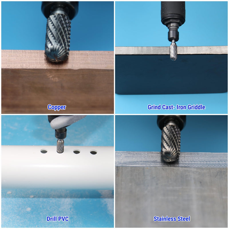 [Australia - AusPower] - Sworker 8Pcs Carbide Burr Set 1/4 Shank w/Grey Flat Box Max Head Dia 12mm Die Grinder Bits Rotary Tools Attachment Kit Accessories Metal Wood Stone Steel Grinding Deburring Cutting Porting Carving Grey Case 