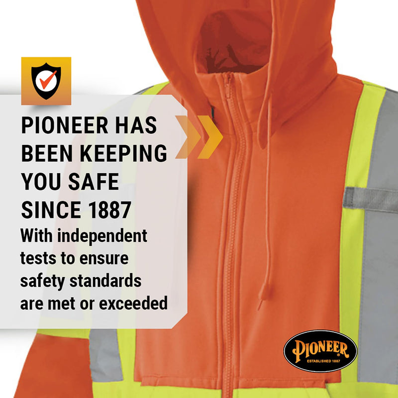 Pioneer High Visibility, Ultra Reflective, Zip-Style Micro Fleece Hoodie Orange 5X-Large