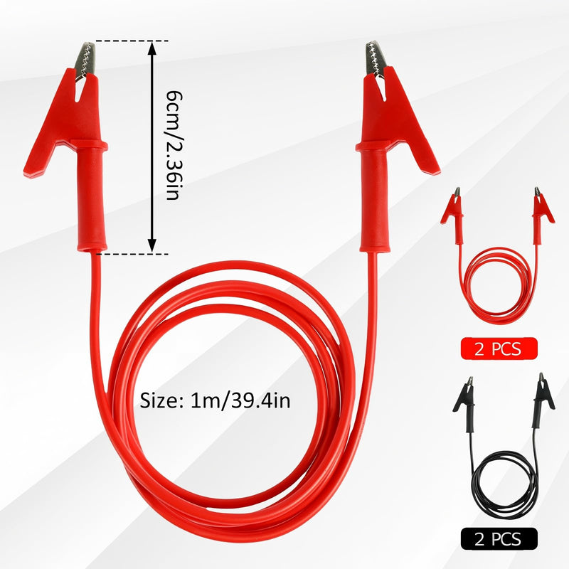 [Australia - AusPower] - 4PCS Dual Ended Crocodile Alligator Clips Jumper Wires, 1500V 15A 3.3ft/1m 14 Gauge Test Lead with Protective Insulator Clamps Silicone Test Flexible Cable Set Copper Clamps for Electrical Testing 4CPS 3.3FT 