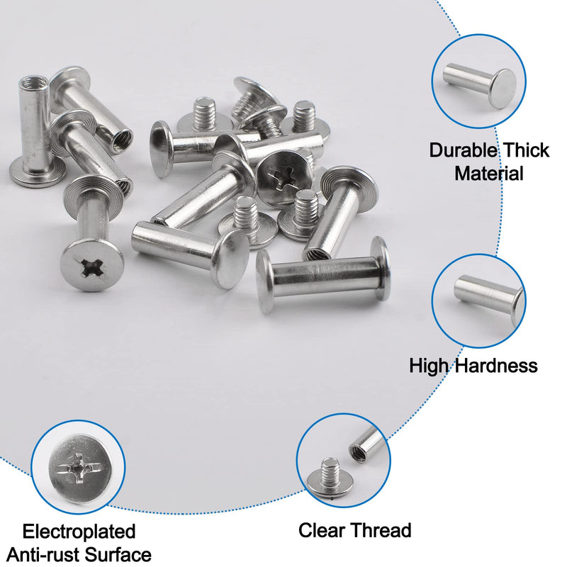 [Australia - AusPower] - INCREWAY Stainless Steel Phillips Screws, 30 Sets 5mm X 16mm Chicago Binding Screws Round Cross Head Stud Screw Posts Nail Rivet Chicago Button, Silver Tone 