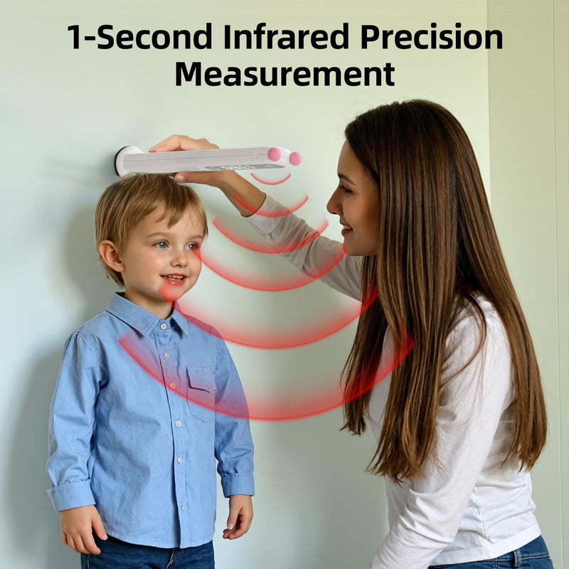 [Australia - AusPower] - Umimile Portable Height Measurement for Kids- Handheld Cordless Infrared Height Stadiometer Device for Kids and Adults, Digital Height Measurement Tool Scale 240 cm / 94.5 inches (Pink) Pink 