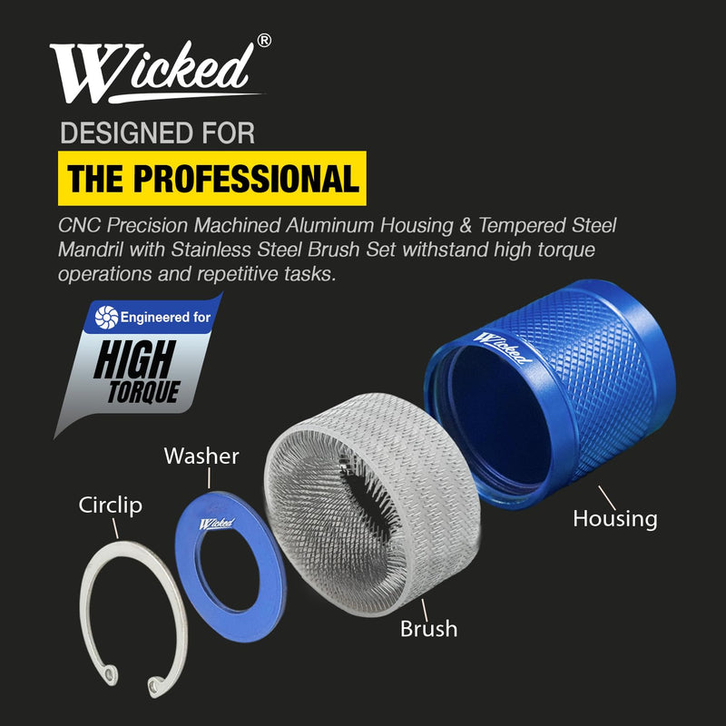 WICKED 1/2’’ Copper Pipe Cleaner, The Original Fully Repairable Extreme Duty, Professional Plumber’s Tool, Industrial Strength Aircraft Grade Aluminum, Tradesmen Quality/Durability 1/2" Single Brush