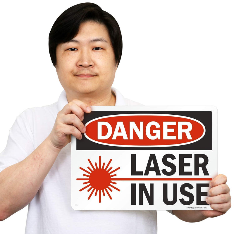 "Danger - Laser In Use" Sign By SmartSign | 10" x 14" Plastic
