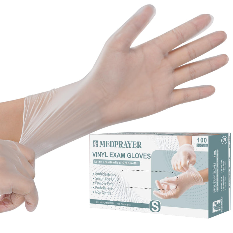 [Australia - AusPower] - Vinyl Exam Gloves - Disposable & Powder Free Gloves for Hand Protection, Food Safe, Medical Use - 4 Mil (Clear) Large 100 Pcs 