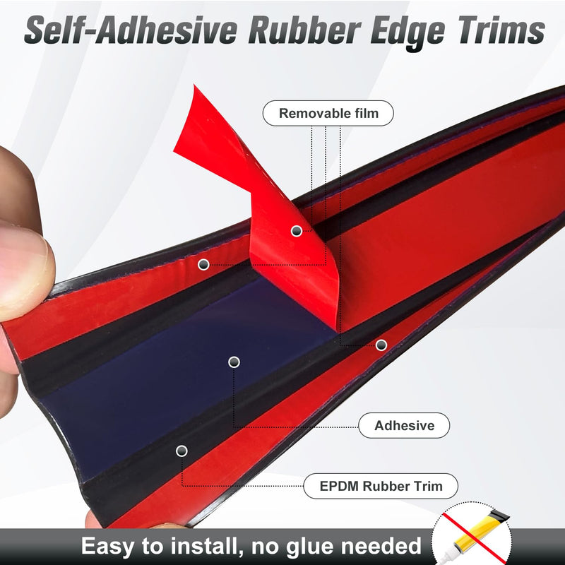 Rubber Edge Trim, Self Adhesive U Channel Edge Trim, Big Size U Shaped Trim, Edge Banding for Plywood, Woods, Shelf, Cabinet, Countertop, Size7/8 inch (22mm), Length 20Ft, Black Size7/8"(Fit 13/16"~15/16"), L20' Gloss Black
