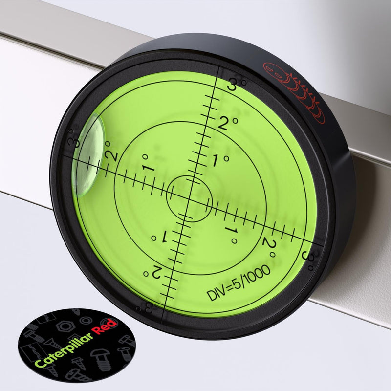 [Australia - AusPower] - Magnetic Metal Large Spirit Bubble Level 60mm Diameter, (2 23/64 in), Surface Level - Metal Housing, Bulls Eye Bullseye, Green/Black 