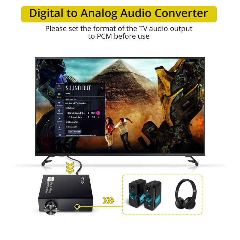 [Australia - AusPower] - PROZOR 192kHz Digital to Analog Audio Converter, DAC Digital SPDIF Optical Toslink to 3.5mm Converter 